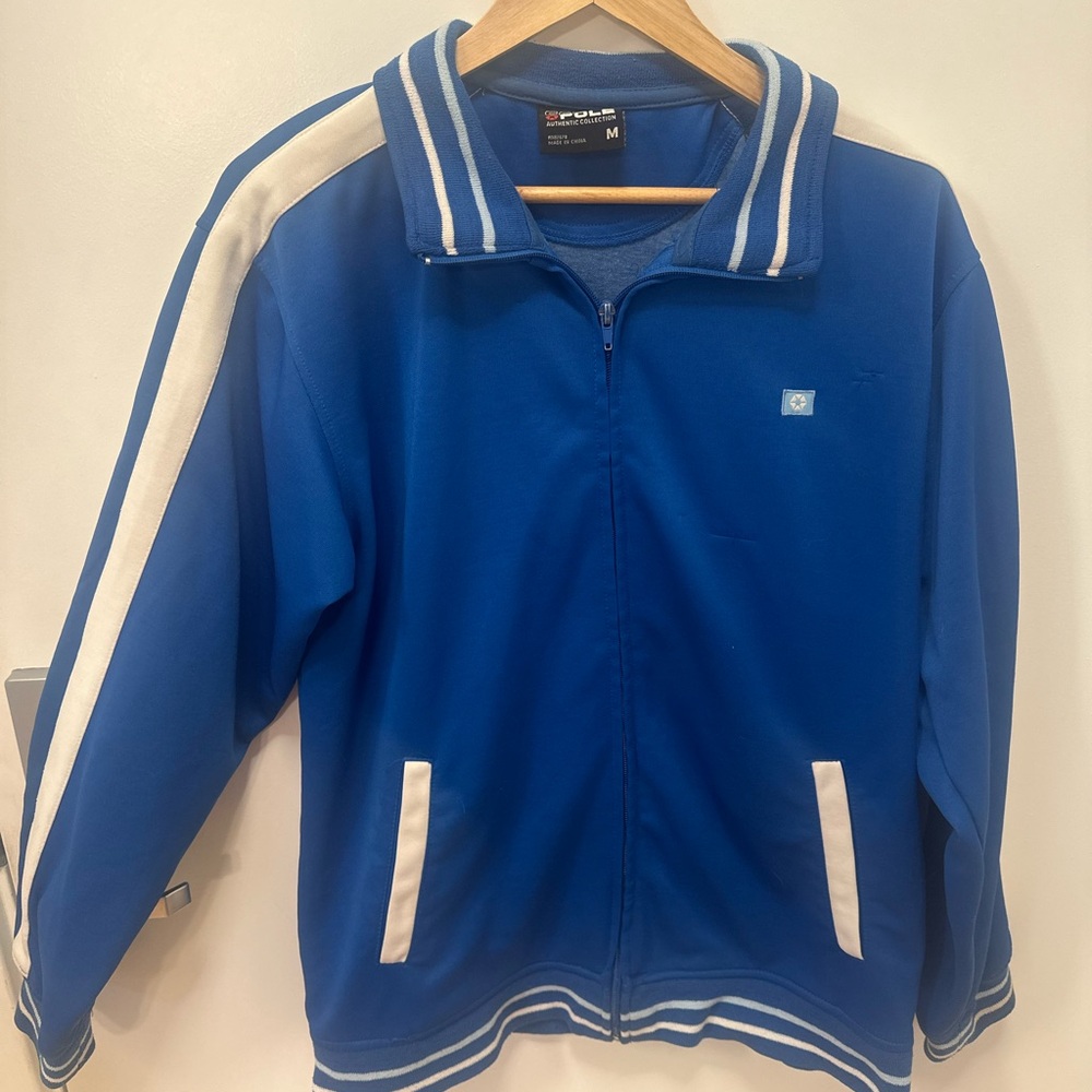 Men’s South Pole Blue and White Zip-Up Sporty Jacket